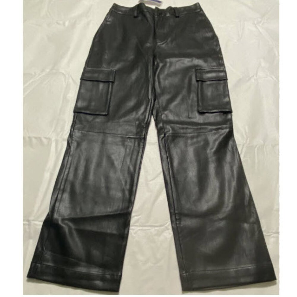 Apt. 9 X Cara Santana Black Faux Leather Cargo Pants - Size 8